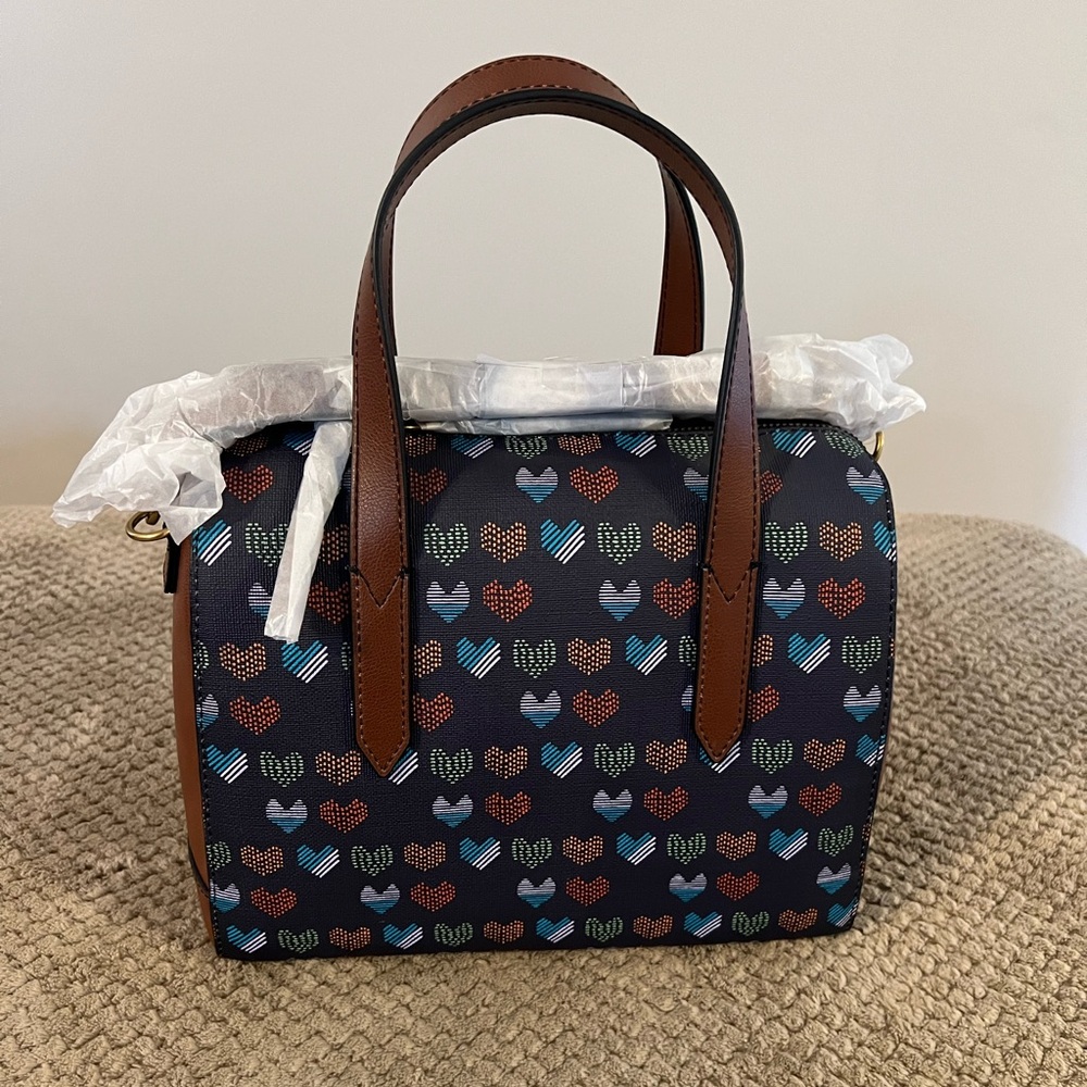 Fossil Sydney Satchel in Navy Multi NWTS!